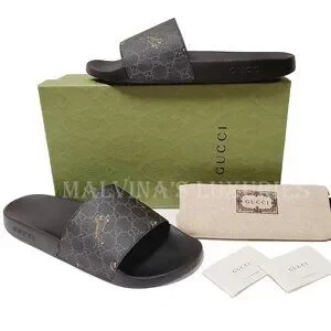 GUCCI SHOES MENS GG SUPREME CANVAS LOGO TIGER SLIDES SANDALS Size 9/ US 9.5 Gucci | Shoes | Gucci Shoes Mens Gg Supreme Canvas Logo  main image 2